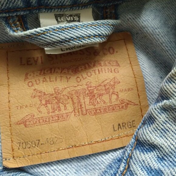 Vintage Levi's Custom Harley-Davidson Patches Denim Jacket Vest Cut Off - Picture 5 of 9